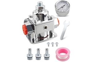 Fuel Pressure Regulator Kit 12-804 Carburetor Fuel Valve Gauge Fit for Holley Edelbrock Carburetors, 1-4 PSI Aluminum Alloy 3