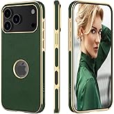 LOHASIC for iPhone 17 Pro Max Case Leather with Logo Cutout, Slim Designer Soft Vegan Leather Phone Case for iPhone 17 Pro Max, Aesthetic Luxury Cover for Women Grils, Green