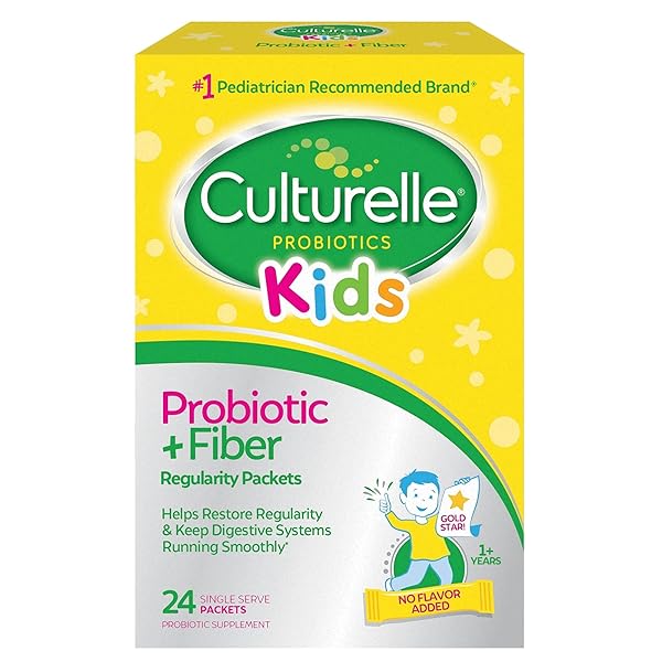 CULTURELLE KIDS PROBIOTIC + FIBER PACKETS (AGES 3+) – 24 COUNT – DIGESTIVE HEALTH & IMMUNE SUPPORT – HELPS RESTORE REGULARITY (PACKAGING MAY VARY)