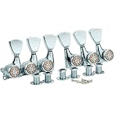 Guyker Guitar Locking Tuners (3L + 3R Handed) &ndash; 1:21 Lock String Sealed Tuning Key Pegs Machine Heads with Keystone Knob Replacement for LP, SG, TL Style Electric or Acoustic Guitars &ndash; Chrome