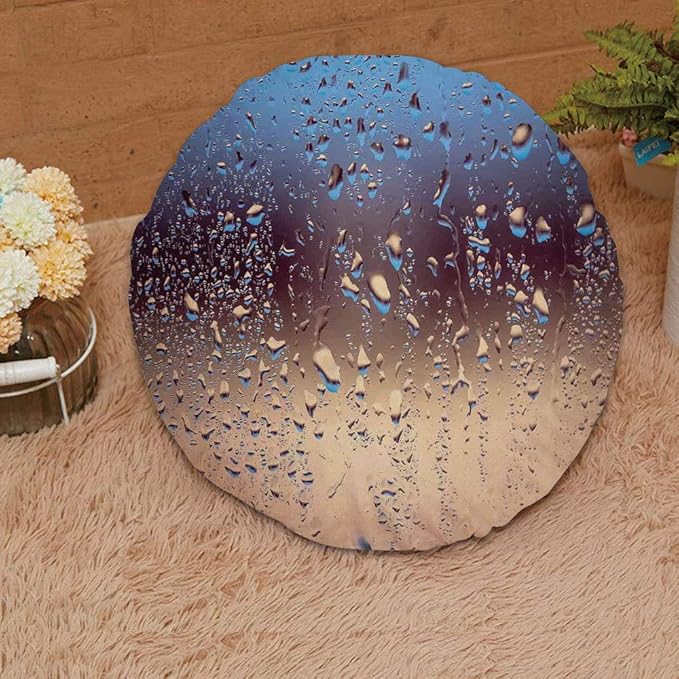 Cojín de almohada, gotas de lluvia de cerca en vidrio natural espray