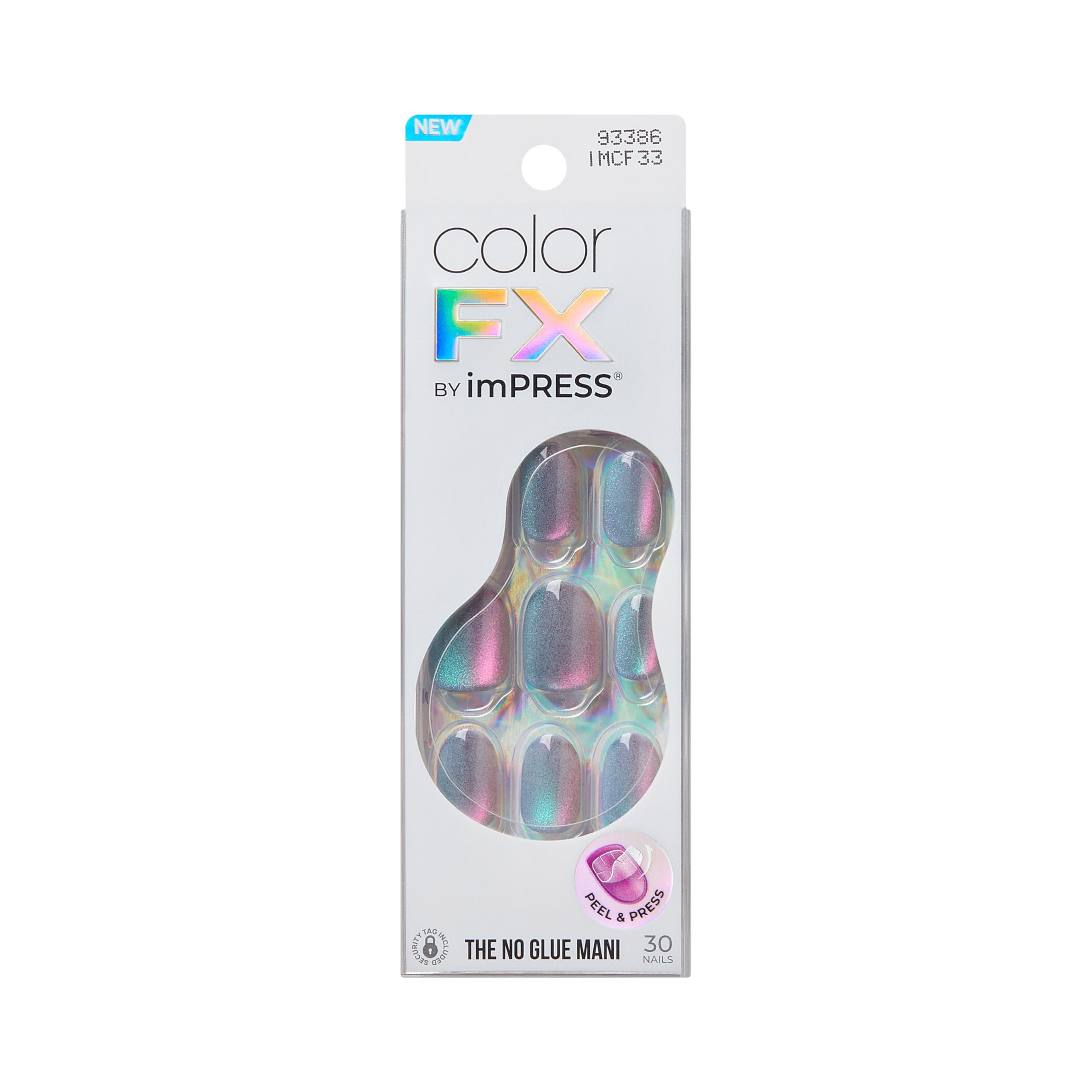 Photo 1 of KISS imPRESS No Glue Mani Press On Nails, Color FX, 'Fly Up', Silver, Short Size, Oval Shape, Includes 30 Nails, Prep Pad, Instructions Sheet, 1 Manicure Stick, 1 Mini File