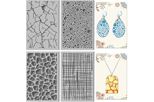 CHGCRAFT 4 Sheets 4 Styles Pebbles Clay Textured Mat Cracks Embossed Foam Patterns Polymer Clay Texture Sheets DIY Tools for Earring Jewelry Making, 4x2.6inch