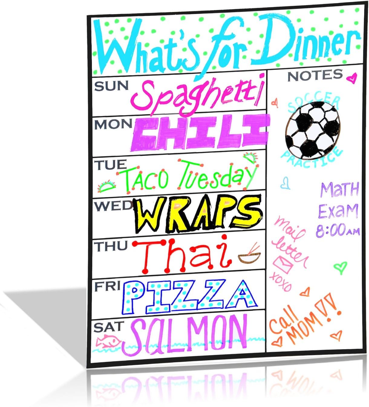 White Magnetic Weekly Calendar Planner Board - Fridge Meal Plan Calendar