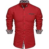 COOFANDY Mens Dress Shirt Long Sleeve Casual Button Down Paisley Shirts Party Wedding Dress Shirt