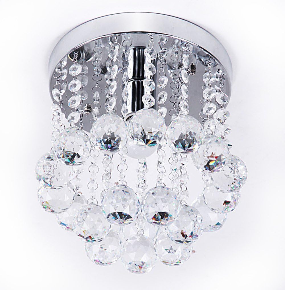 ZEEFO Crystal Chandeliers Light, Mini Style Modern Décor Flush Mount Fixture with Crystal Ceiling Lamp for Hallway, Bar, Kitchen, Dining Room, Kids Room (8 inch) - - 