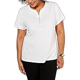 Karen S Cotton Split Neck Top