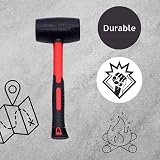 Toolzone 32oz Rubber Mallet Fibreglass Handle Non-Slip Grip Red Black view 3