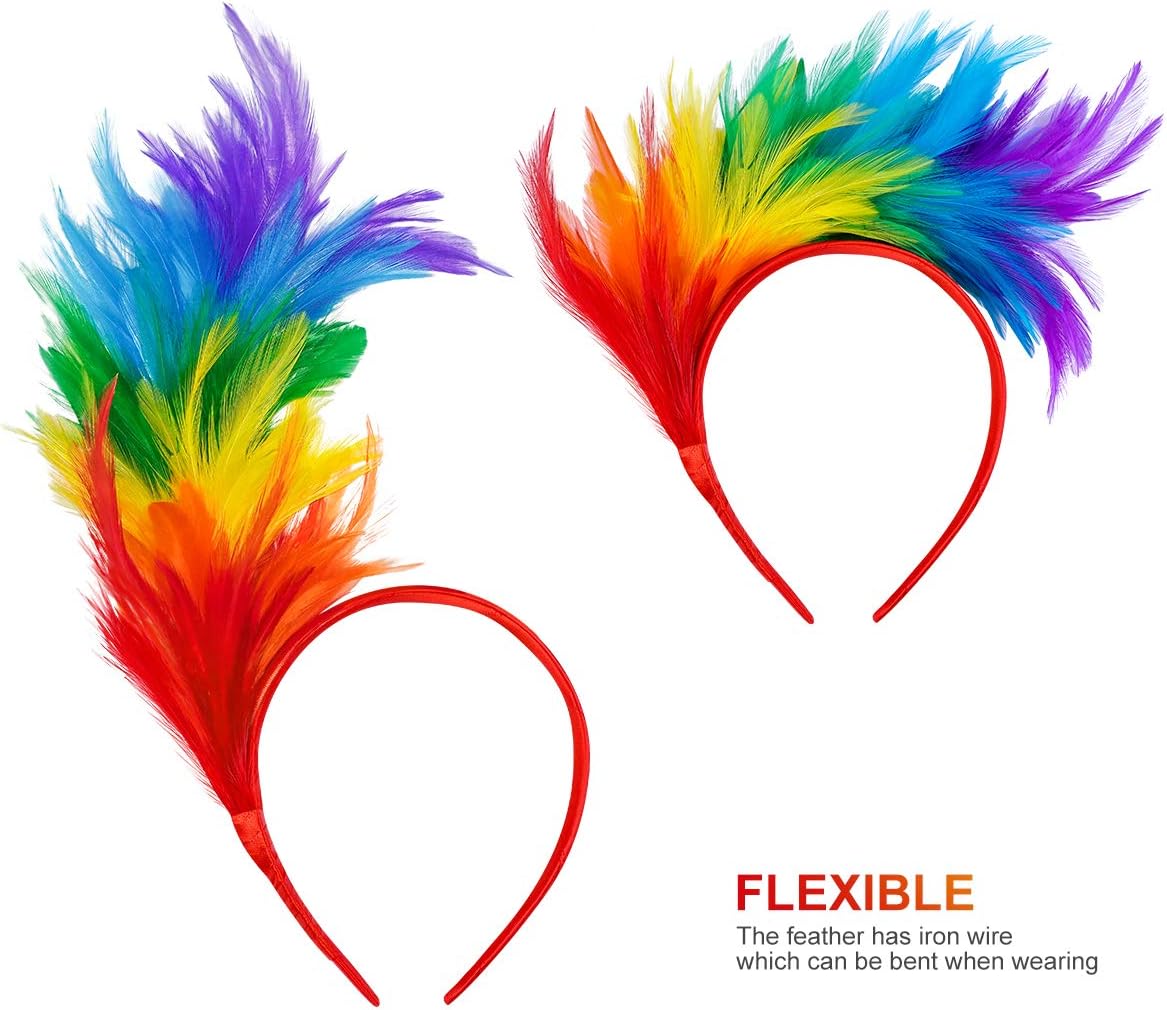Lurrose Colorful Feather Headband Fascinator Headband Cosplay Hair Hoop Carnival Party Headdress for Easter Day - Image 5