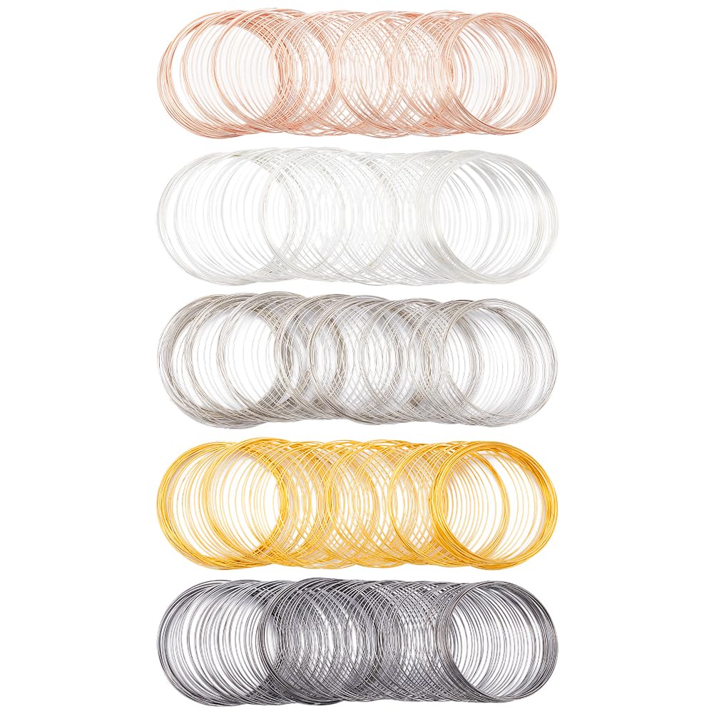SOFPLATE 500 Loops 5 Colors Memory Wire Bracelets 22 Gauge jewellery Wire Bulk Steel Beading Cuff Bangle Findings for jewellery Making Wires Supplies DIY Crafts Bracelets Rings Necklace Wrap Art Creat