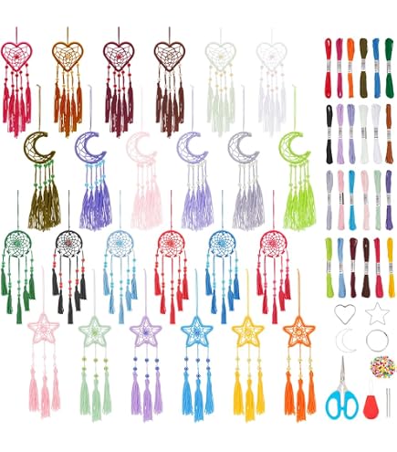 INFUNLY Lot de 6 mini attrape-rêves colorés faits à la main pour porte-clés, porte-clés et breloque pour sac à dos, intérieur de voiture INFUNLY Lot de 6 mini attrape-rêves colorés faits à la main pour porte-clés, porte-clés et breloque pour sac à dos, intérieur de voiture