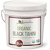 Kevala Organic Black Tahini - 8 lb, Bulk, Gluten Free Black Sesame Paste | Cream for Sweet and Savory Food, Great to Mix with a Miso Paste, For a Kitchen Pantry and Restaurant Stockrooms, Bagel Spread