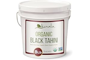 Kevala Organic Black Tahini - Gluten Free Black Sesame Paste for Sweet and Savory Food, Great to Mix with a Miso Paste, Bulk Size for a Kitchen Pantry and Restaurant Stockrooms, Bagel Spread, 8 lb