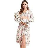 Galabloomer Maternity Robe and Baby Receiving Blanket, Matching Mommy Labor Delivery Robe and Swaddle Set