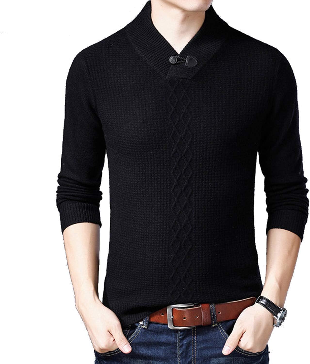 TOGIC Suéter de Cachemira para Hombre con Cuello en V y Botones, Informal, Grueso y cálido