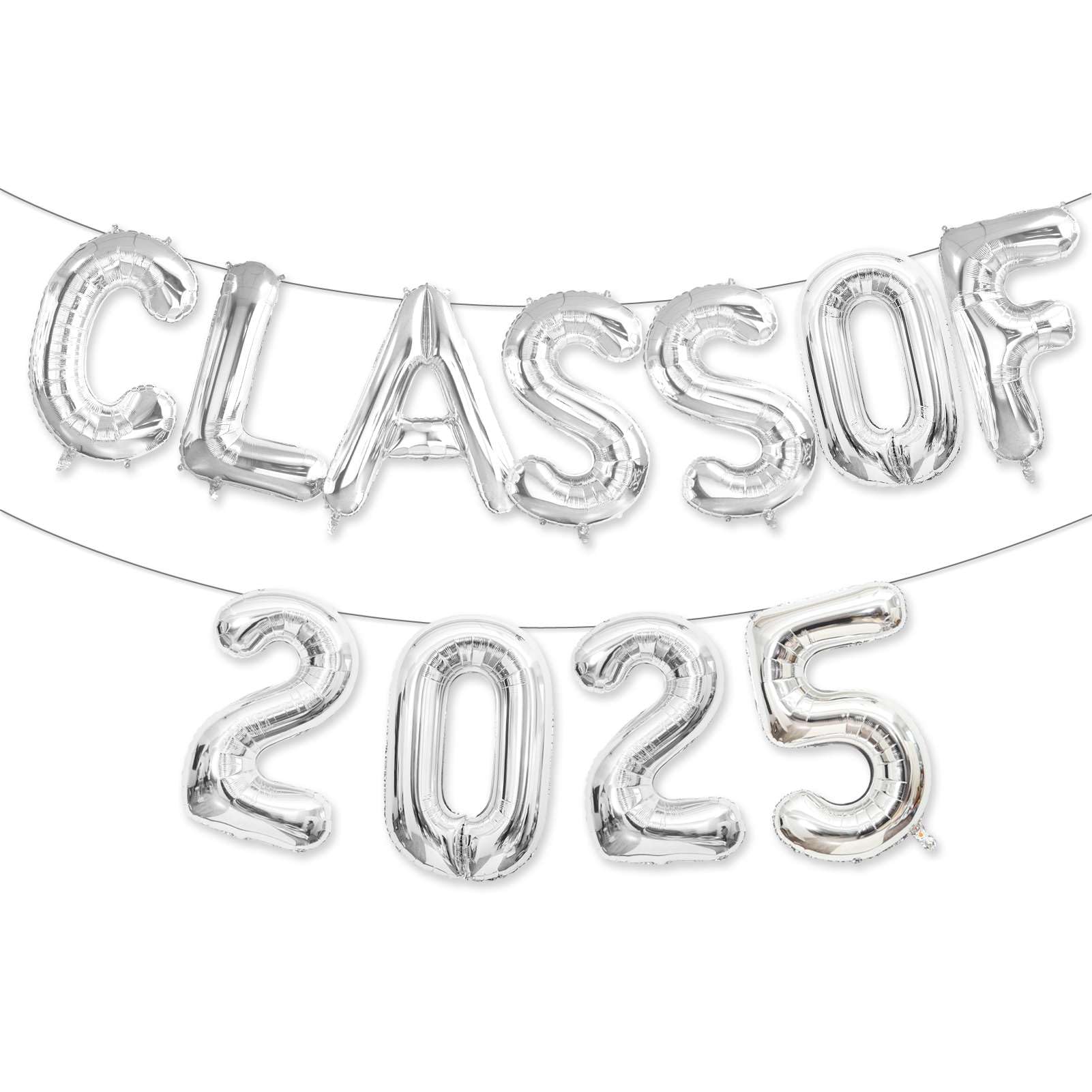 Photo 1 of Class of 2025 Balloons Silver 16 Inch, Silver Class of 2025 Graduation Balloons Banner Sign for Prom 2025 Congrats Grad Graduation Party Decorations