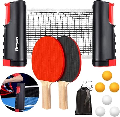 FBSPORT Table Tennis Set 2 Paddles 6 Balls Retractable Net Carry Bag