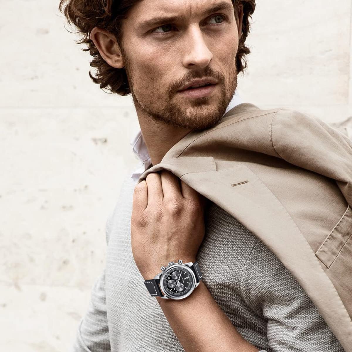 BENYAR AKNIGHT Herrenuhr Braun Leder Strap Chronograph Quarz Uhr Männer Datum Kalender Wasserdicht Armbanduhr Herren Sport mit Leder Armband Elegantes Geschenk