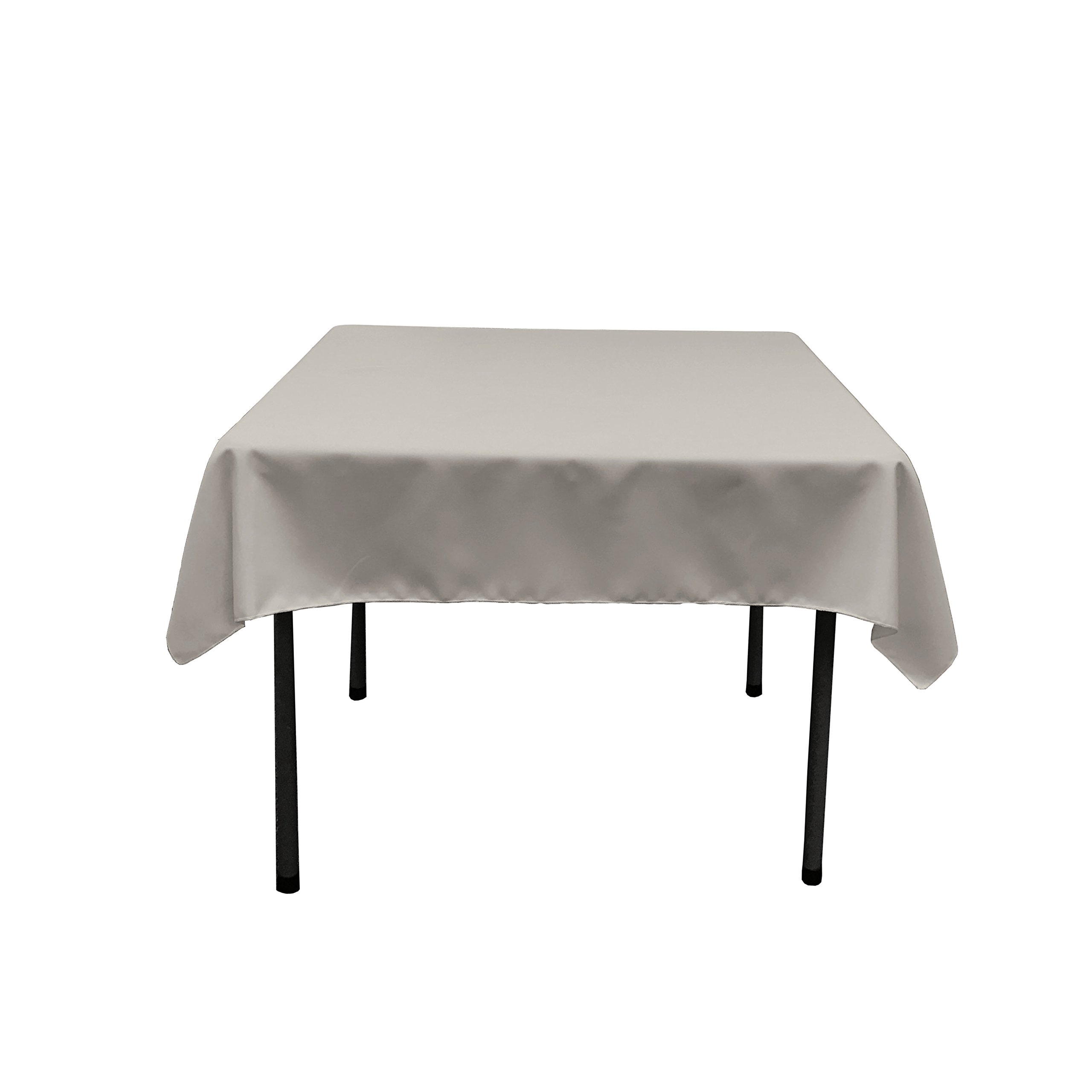 LA Linen Polyester Poplin Square Tablecloth, 52 by 52-Inch, Light Gray — image 1