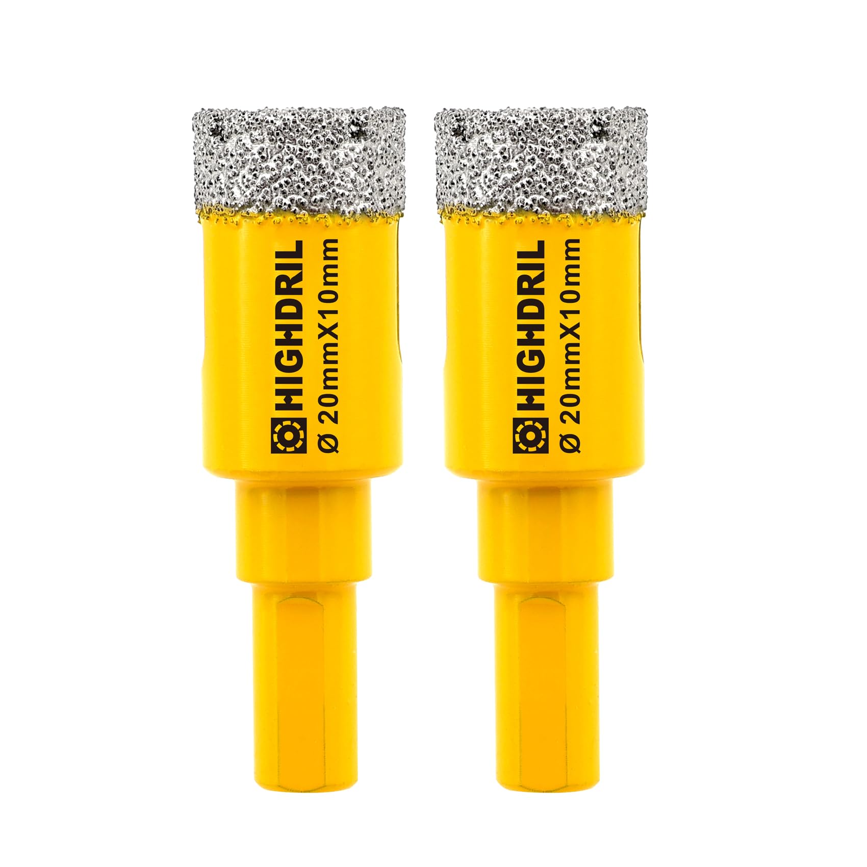 HIGHDRIL 2Pcs Diamond Core Drill Bit,Diameter 20mm Vacuum Brazed Hole Saw for Concrete Granite Marble Glass Porcelain Tile Masonry Brick,Triangle shanks