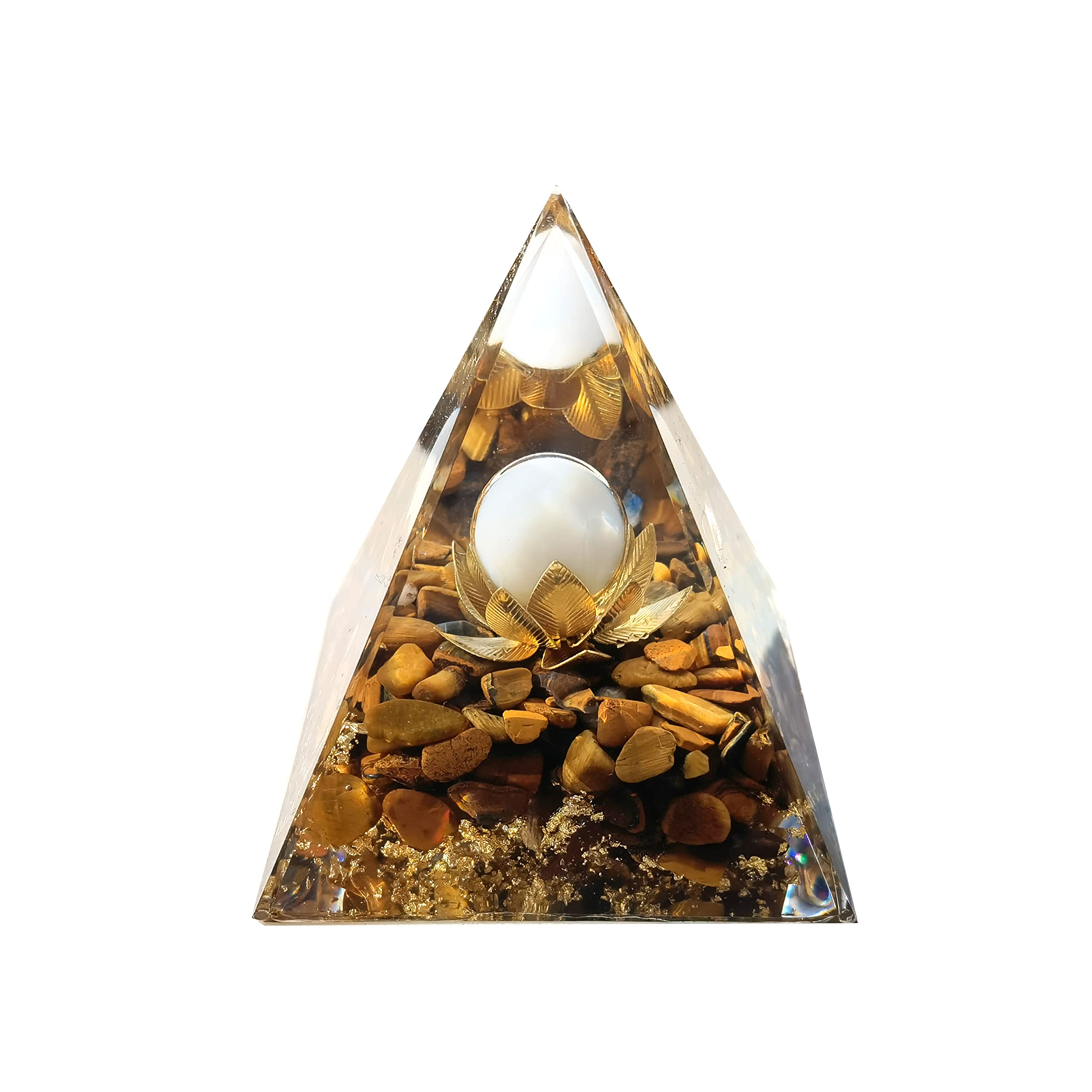 VNSTKWW Orgone Pyramid Crystal, Healing Chakra Pyramid for Protection,Balancing Positive Energy,Rose crystal,Emotional-Negativity Removal Stone,Clear Quartz Crystal Point for Meditation(2.36 inch)… — image 1