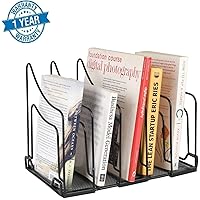 Callas Heavy-Duty 5 Sections File Rack, Book Rack, Bookend Desk Organizer, Black, CA17354