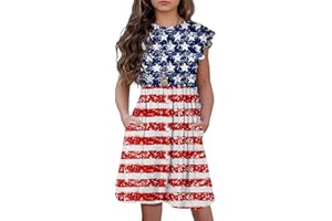 HOSIKA Girls Floral Dress Boho Ruffle Sleeve Pleated Casual Swing Dresses with Pockets for Kids 6-12 Years