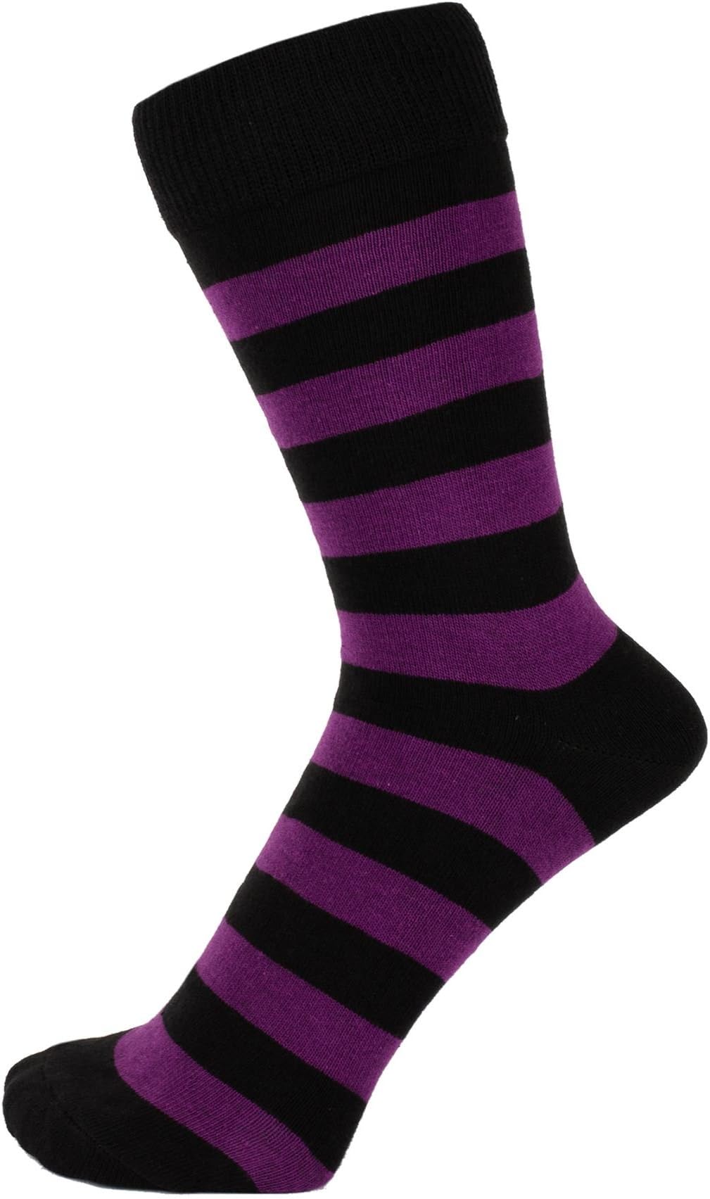 ZAKIRA Finest Combed Cotton Striped Dress Socks for Men, Women