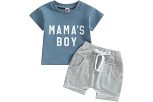 MOLGKYO Toddler Baby Boy Summer Clothes Mamas Boy Short Sleeve T-Shirt Tops Drawstring Shorts Sets 2Pcs Infant Casual Outfits