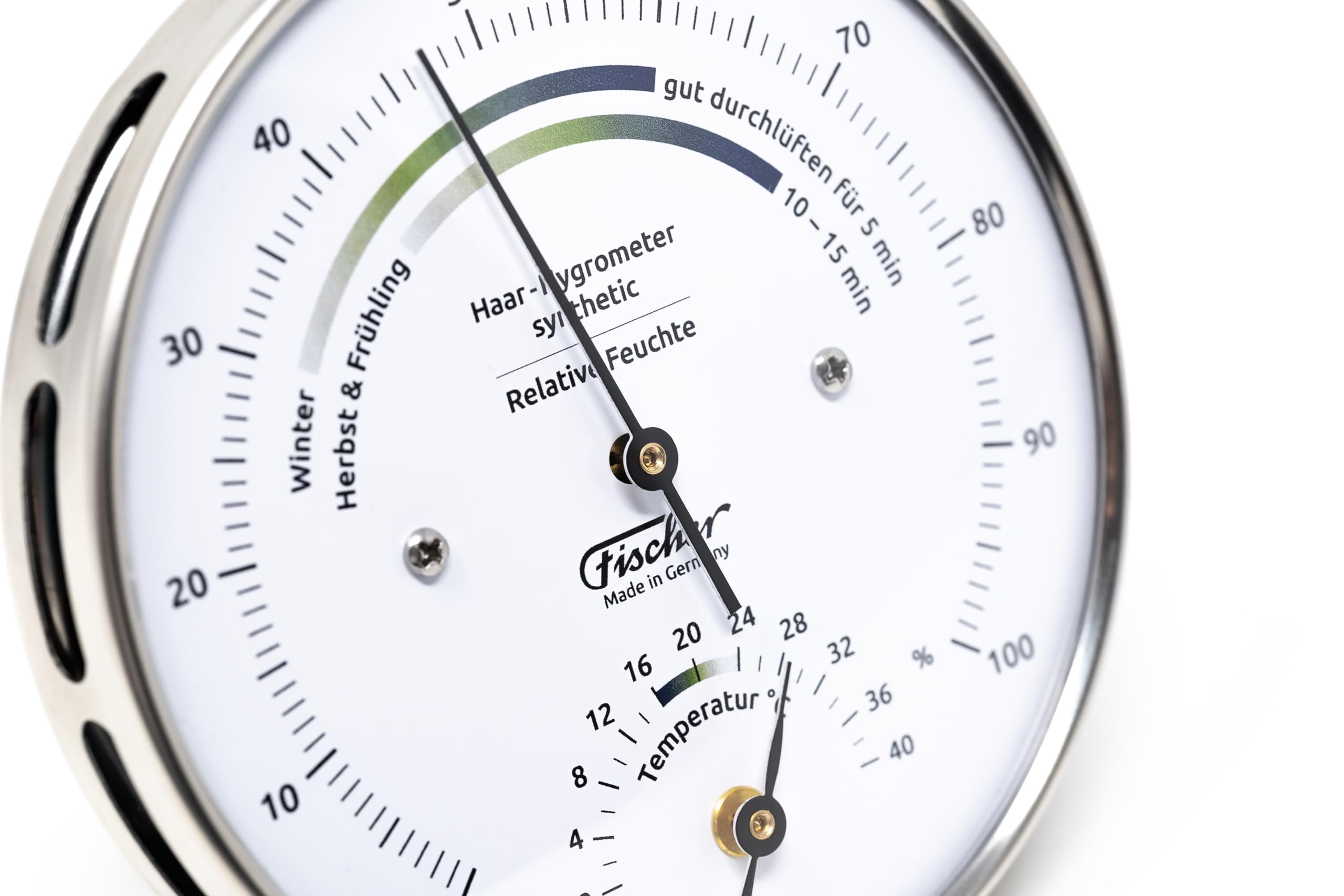 Fischer 122.01HT-01, Wohnklima-Hygrometer u. Raum-Thermometer, Edelstahl 3