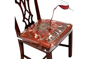 LAMINET New & Improved Deluxe Heavy-Duty Waterproof Spill Resistant Removable Crystal-Clear Plastic Adjustable Patented Chair Seat Protector - Fits Chair Seats Up to 21″ x 21″ - Set of 2…