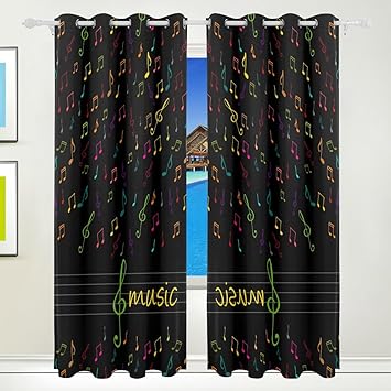 Amazon Com Deyya Colorful Music Note Curtains Drapes Panels