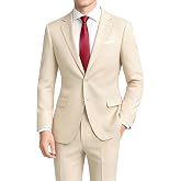 Pacific Perfect Men's 4 Way Stretch Suit | 3 Fit Type: Regular/Short/Tall | 2-Inch Expandable Waist, Slim Fit Suit, Wrinkle Resistant, Comfortable, 2-Button Jacket, Pants, Tie, Bowtie and Pocket Square