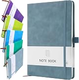 Lefute A5 PU Leather Notebook 200 Pages Light Blue Journal 21x14 cm