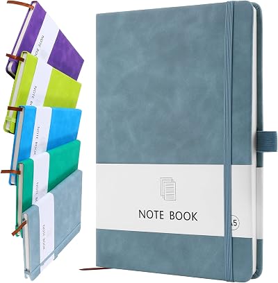 Lefute A5 PU Leather Notebook 200 Pages Light Blue Journal 21x14 cm