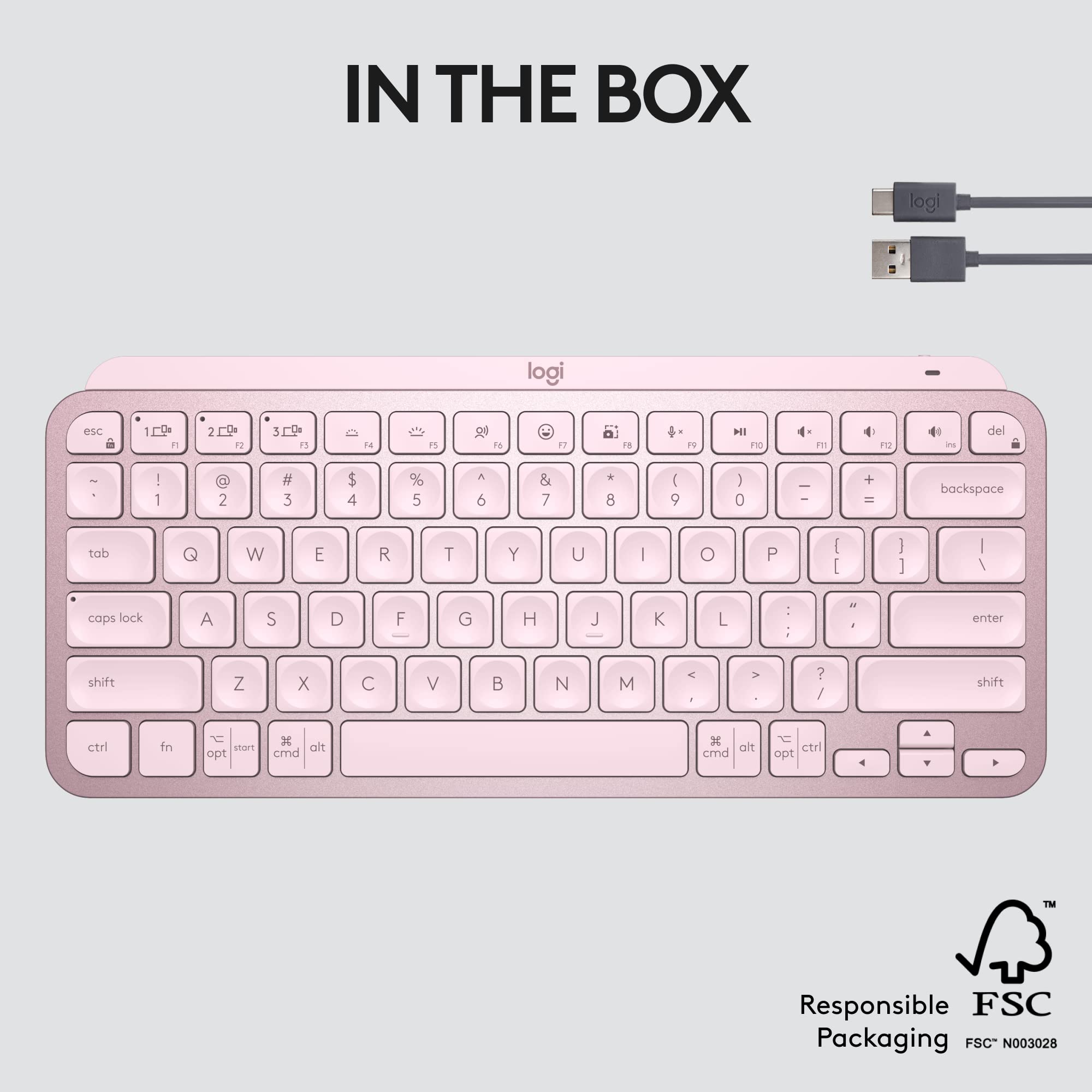 Logitech MX Keys S Wireless Keyboard, Low Profile, Fluid Precise Quiet Typing, Programmable Keys, Backlighting, Bluetooth, USB C Rechargeable, for Windows PC, Linux, Chrome, Mac - Rose