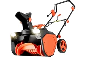 VOLTASK 23-Inch Electric Corded Snow Blower with Dual LED Light, 180-degree Adjustable Chute Walk-Behind Snow Blower with 25ft Throwing Distance, 15 Amp/3500RPM Motor Electric Snow Blowers