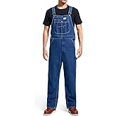HISEA Men's Denim Bib Overall, Mens Relaxed Fit Overall Midweight Workwear with Adjustable Straps and Convenient Tool Pockets