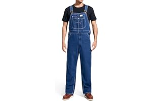 HISEA Men's Denim Bib Overall, Mens Relaxed Fit Overall Midweight Workwear with Adjustable Straps and Convenient Tool Pockets