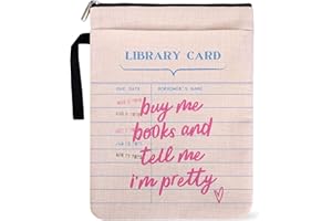 YAANUNULU Buy Me Books and Tell Me I'm Pretty Book Sleeve for Book Lovers, Paperback Sleeve for Librarian Lovers Bookish Group Club Gifts for Women, Book Cover with Zipper and Handle for Paperbacks 9 x 12 Inch
