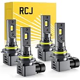 RCJ 9005 9006 LED Bulbs Combo, 9005/HB3 9006/HB4 Bulbs, 60000LM 6000K White | Fits High or Low Beam, No Flickering, 1:1 Mini Size with Cooling fan, 50,000+ Hour Lifespan, Plug and Play, Pack of 4