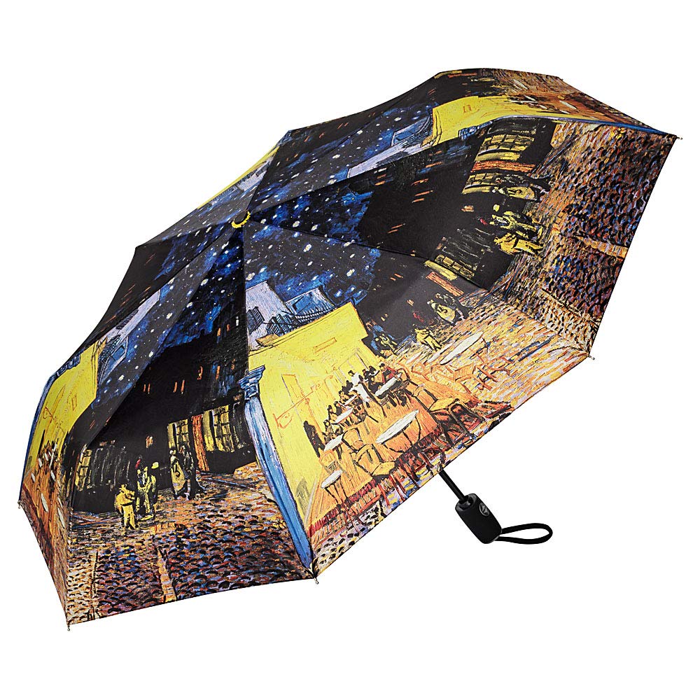 VON LILIENFELD® Folding Pocket Umbrella Automatic Lightweight auto Open Motif Women Men Art Vincent Van Gogh: Nightcafé