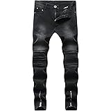 OBT Boy's Slim Moto Biker Skinny Ripped Distressed Stretch Fashion Fit Denim Jeans