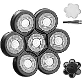 7 Blades Universal Head Shaver Replacement Heads for Freebird Shaver, Black, Men's Electric Shaver Accessory (7 Heads Black)