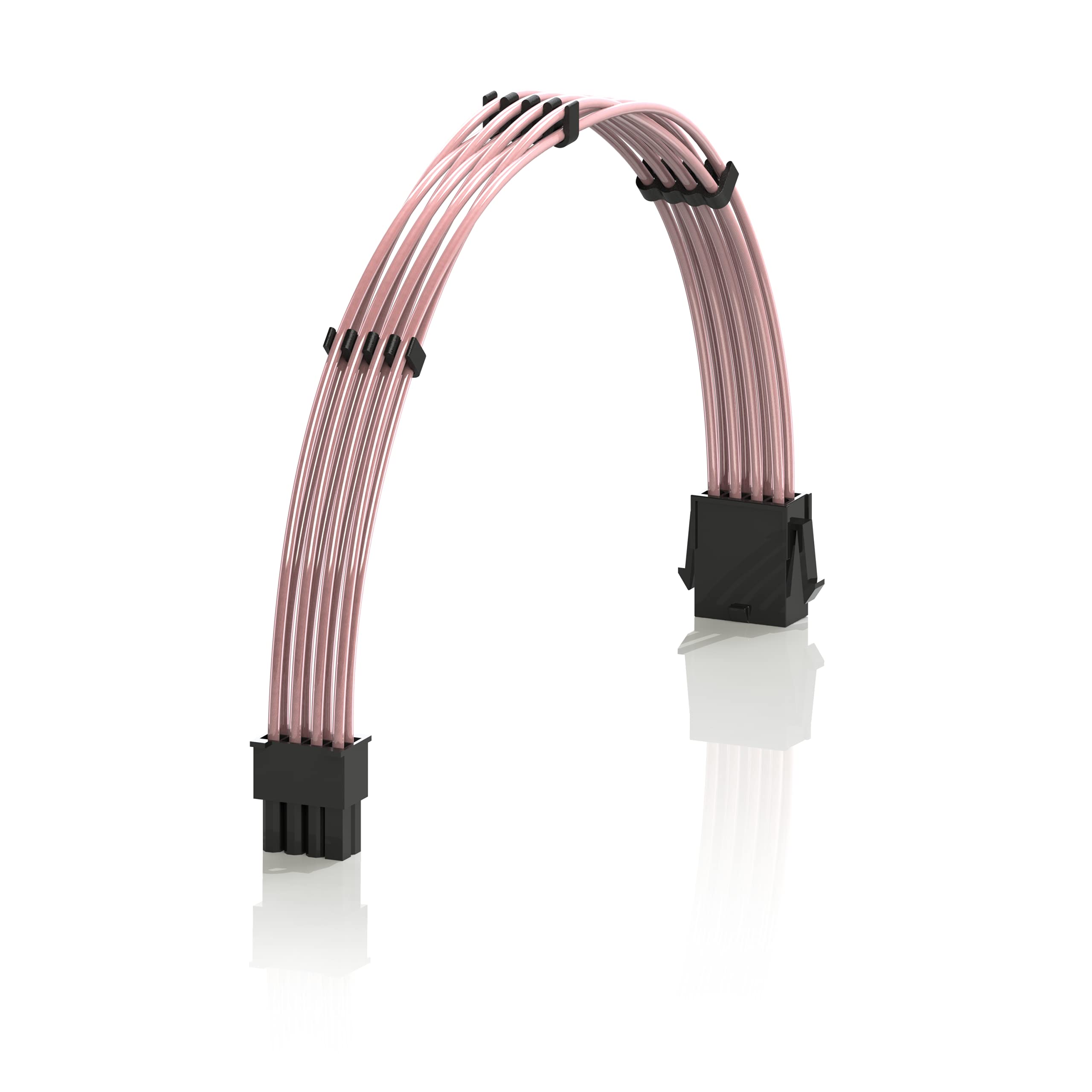 LINKUP - 30cm 8 Pin (4+4) CPU PSU Cable Extension 18AWG Oxygen Free Copper (OFC) Teflon Jacket Custom Mod PC w/Combs | Single Pack | 300mm - Pink