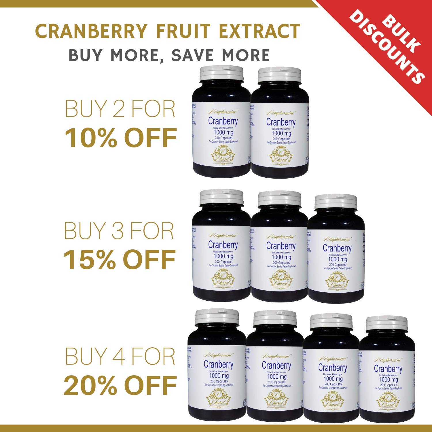 Cranberry Pills 200 Capsules 1000mg 100 Day Supply of Cranberry