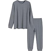 Latuza Men's Waffle Knit Lounge Set Long Sleeve Jogger Pajamas Set