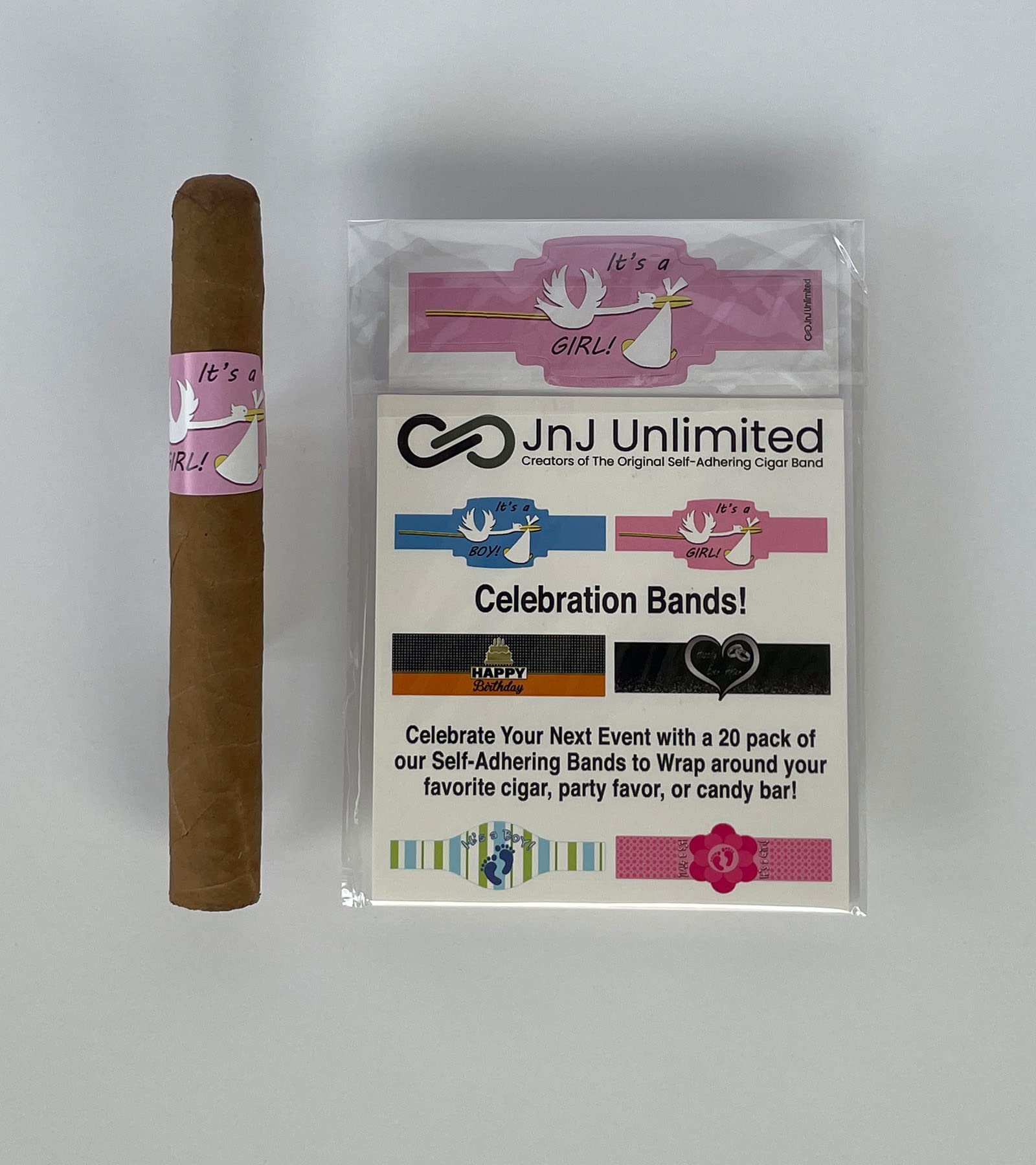 It's a Girl! (Stork) 20-Pack of Self-Adhering Celebration Bands/Cigar Bands/Labels