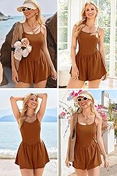 Ekouaer Womens Summer Sleeveless Workout Rompers