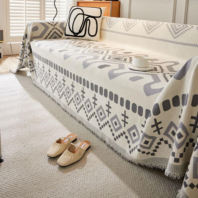 VanderHOME Chenille Sofa Throws 1/2/3/4 Seater Woven Sofa Throw Blanket with Tassels Reversible Versatile Throws for Sofas Soft Throws for Settees Couch Sofa Bed 180 * 90cm-Grey